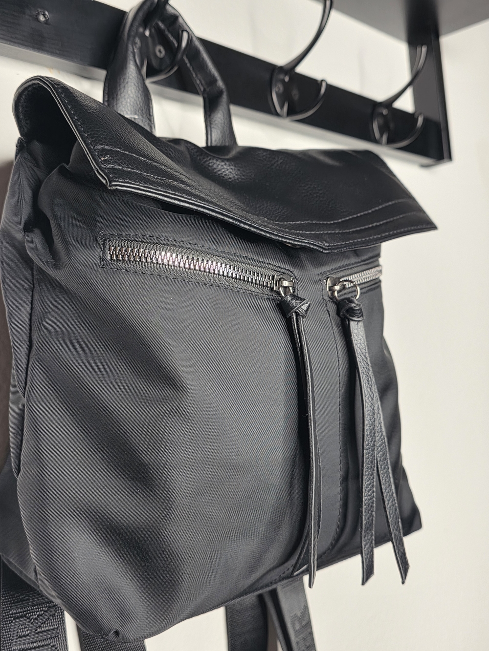 Botkier New York Trigger Black Nylon w/ Leather Trim Mini Backpack, Bag, Satchel
